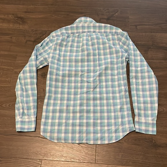 J. Crew Blue Green White Gingham Long Sleeve Button Down Slim Shirt, Size Small - Picture 5 of 5